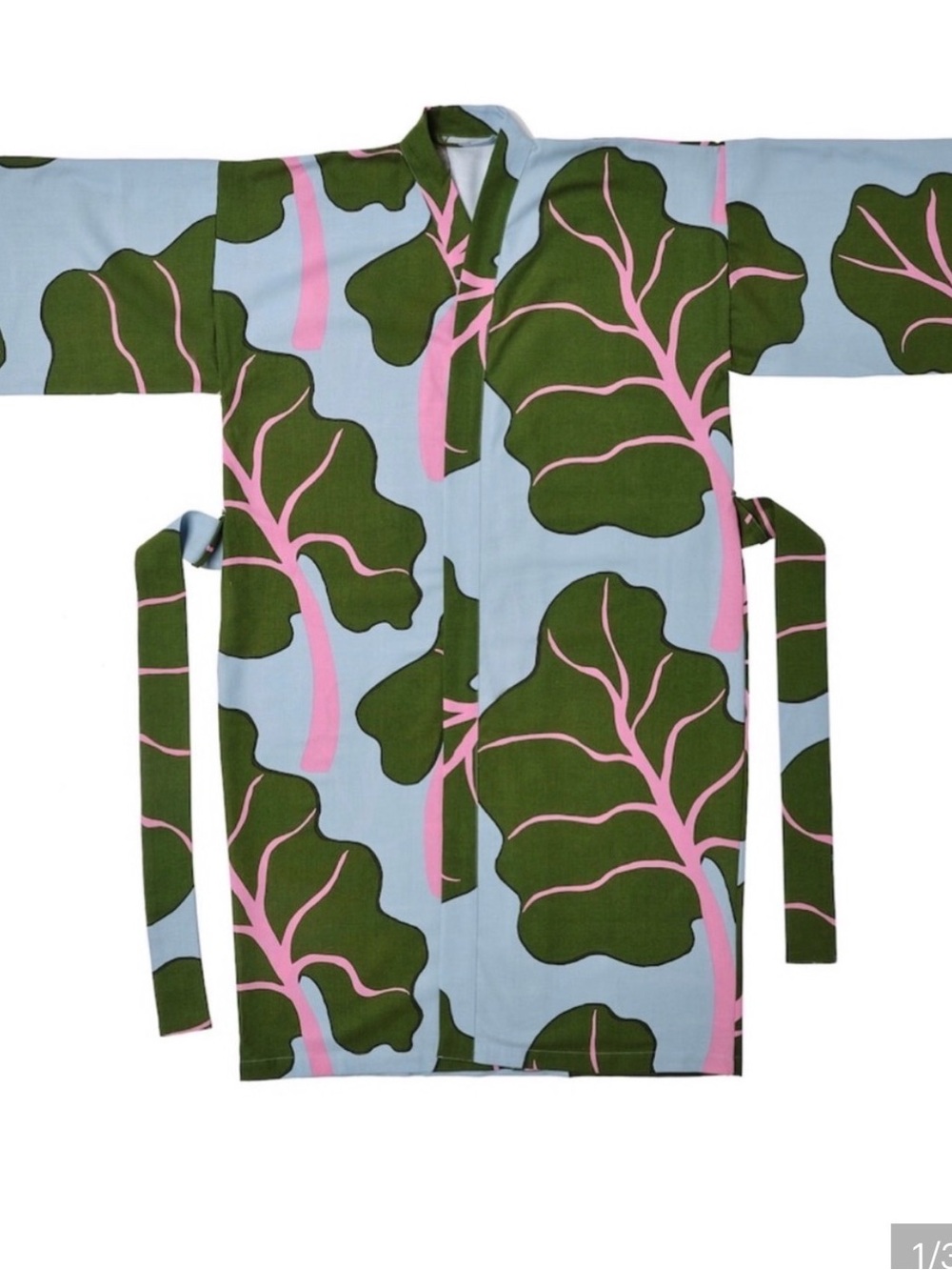 Marimekko Kids Kimono Robe in Light Blue, Olive Green & Pink